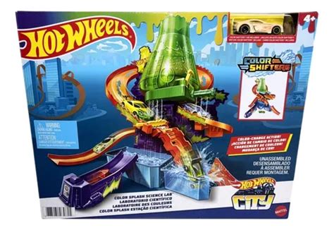Conjunto Playset Pista De Percurso Hot Wheels Color Splash Estação Científica Acompanha