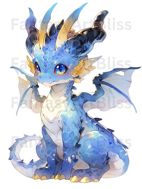 Dragon Watercolor Clipart Cute Blue Fantasy Animal, Transparent ...