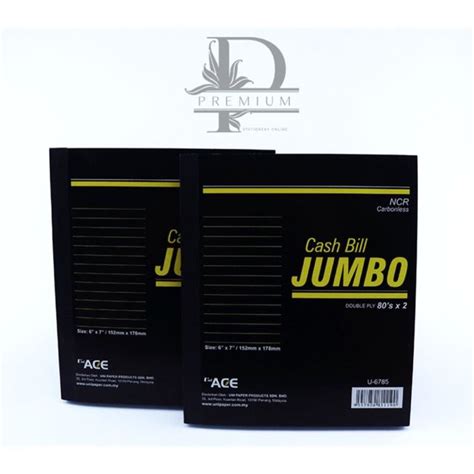 Uni Ace U 6785 NCR Jumbo Cash Bill Book 80s X 2Ply Buku Bil Tunai