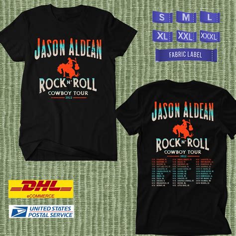 Tour Jason Aldean Rock N Roll Cowboy Tour Black Tee Shirt With