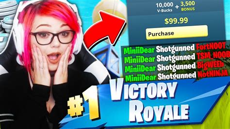 1 Kill 1000 Free V Bucks Fortnite Wmy Girlfriend Youtube