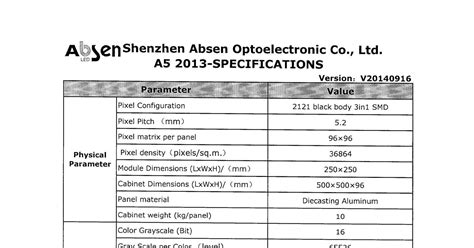 Absen Led Panel Specs Pdf Docdroid