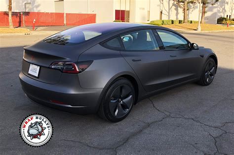 Tesla 3 Wrapped in 3M Matte Dark Grey | Car Wrap Service