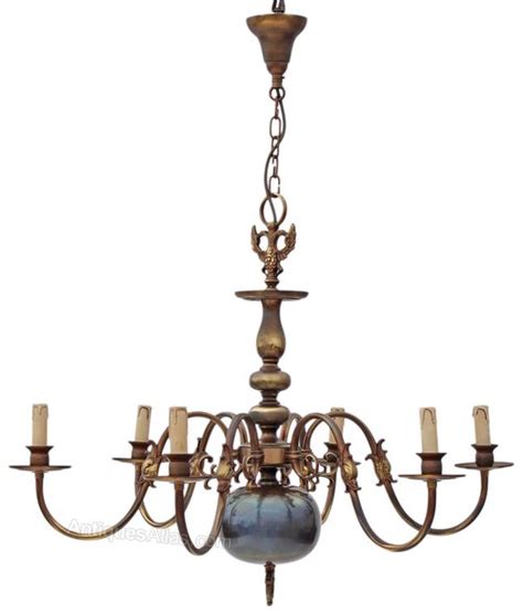 Antiques Atlas Flemish 6 Lamp Brass Bronze Chandelier Light Fitting