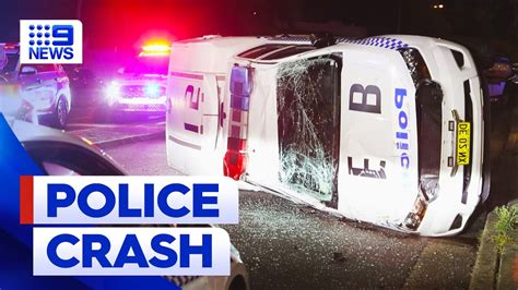 Officers Escape Major Injury After Police Car Rolls In Sydney 9 News