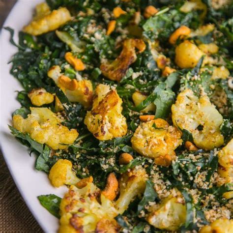 Roasted Cauliflower And Kale Salad The Chutney Life Recipe Roasted Cauliflower Kale Salad