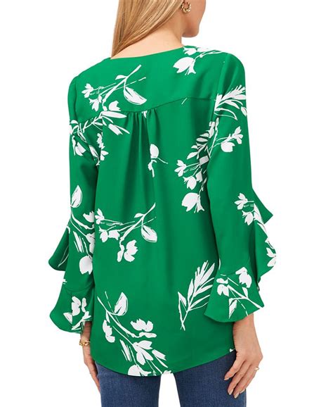 Vince Camuto Womens Floral Whisper Printed Flutter Sleeve Blouse Macys