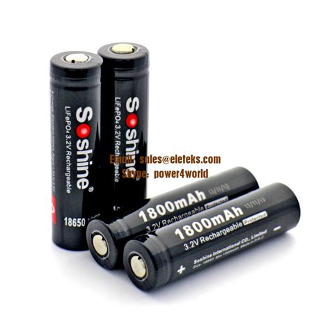 Geschützte Batterie LiFePO4 Soshine 18650 3 2V 1800mAh