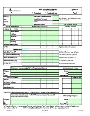 Fillable Online Appendix Vii Form H Pqm Special Spreadsheet