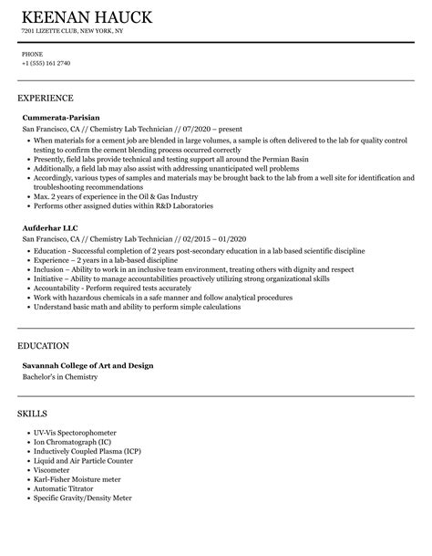 Chemistry Lab Technician Resume Samples Velvet Jobs