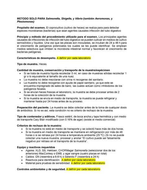 Coprocultivo Toma De Muestras Metodo Solo Para Salmonella