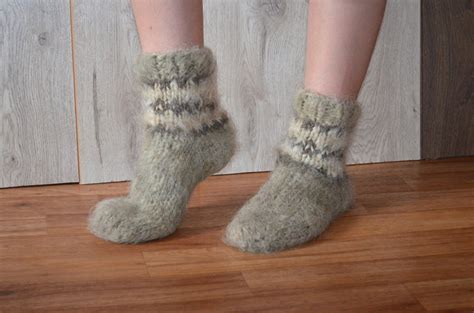 Hand Knitted Wool Socks Knitted Warm Socks Puffy Socks Etsy Uk