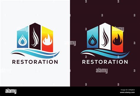 Minimalist Restoration Company Vector Logo For Fire Flame Drop And