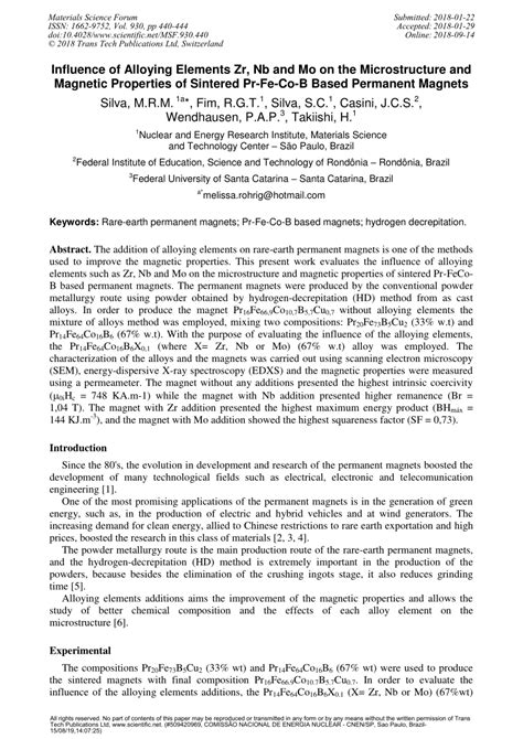 Pdf Influence Of Alloying Elements Zr Nb And Mo On The