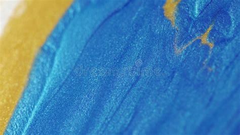 Glitter Fluid Texture Paint Flow Golden Blue Mix Stock Footage Video