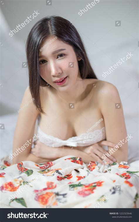 Sexy Woman White Lace Lingerie Posing Stock Photo 1222323646 Shutterstock