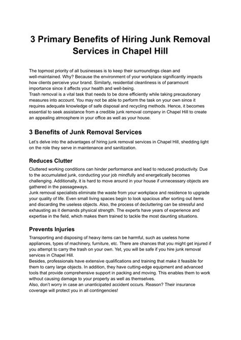 PPT Main Benefits Of Hiring Junk Removal Services In Chapel Hill