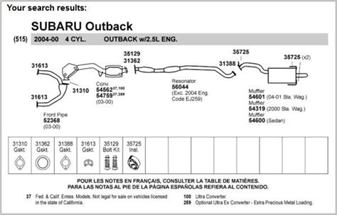 Diagram Exhaust Assembly Subaru Forester 2003 Subaru Foreste