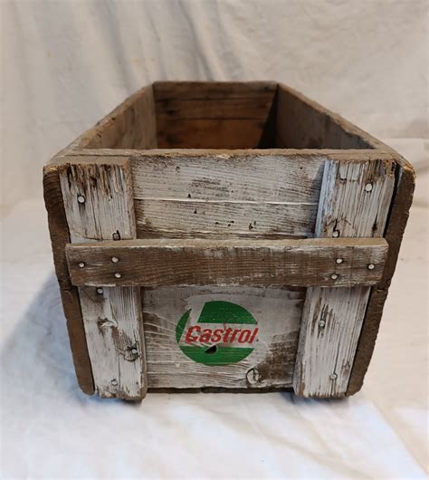 Petrol Pump Castrol Ancienne Caisse En Bois Castrol Bidons D