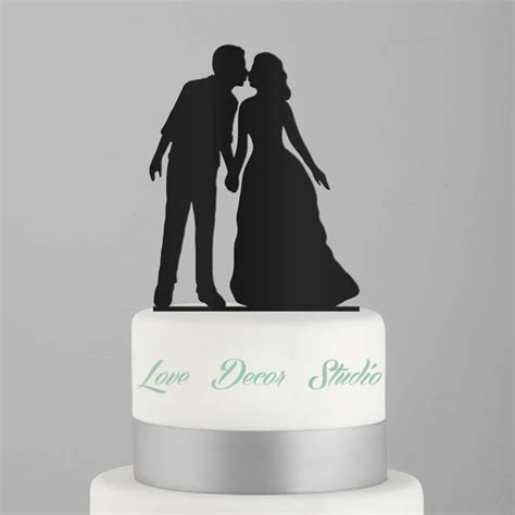 Wedding Cake Topper Kissing Couple Silhouette Acrylic Cake Topper Bride And Groom Silhouette