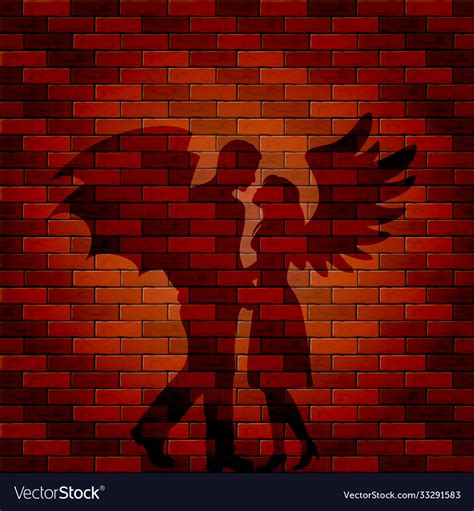 Shadow Angel And Demon On Brick Wall Royalty Free Vector