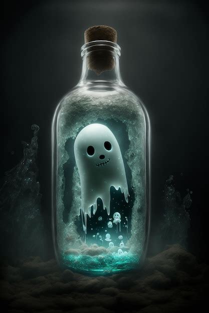 Premium Ai Image A Bottle With A Ghost Inside Of It