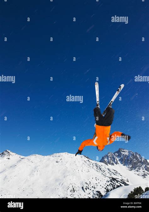 Skier Jumping Upside Down Stock Photo Alamy