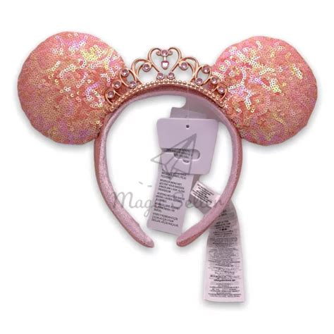 Disney Peach Ears Headband 2022 Princess Crown Tiara Minnie Mouse Pink