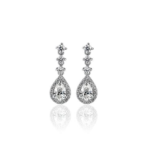 Pear Halo Drop Earrings In 14k White Gold 1 Ct Tw Blue Nile Nz