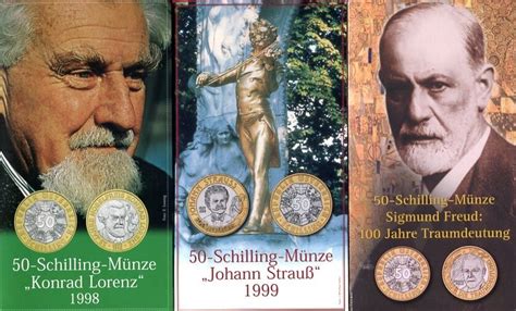 Österreich 3 x 50 Schilling Münze 1998 2000 Konrad Lorenz Johann