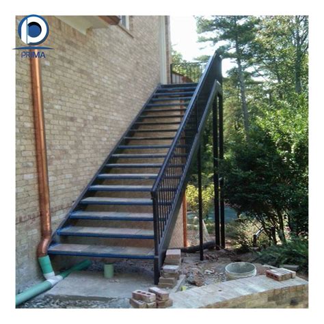 Prima Straight Staircase Customized Steel Stairs Plated Stringer