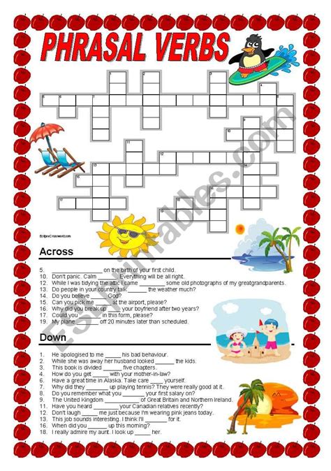 Phrasal Verbs Crossword ESL Worksheet By Ildibildi