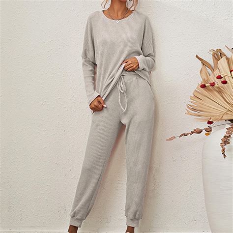 Lastesso Sleepwear For Women Plus Size Crewneck Long Sleeve Shirts And