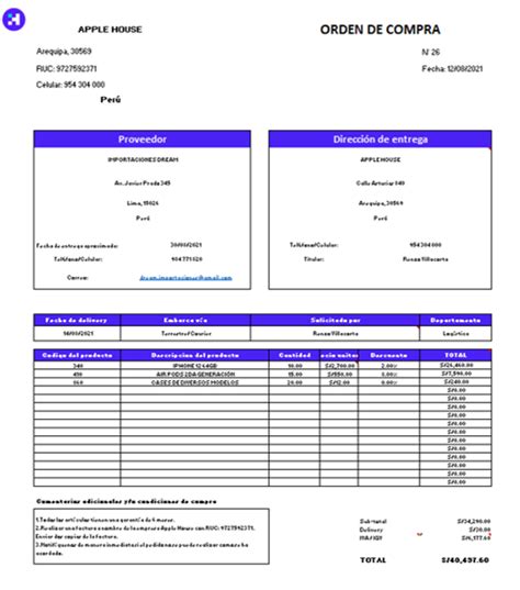 📝 Orden De Compra Formato Gratis Crehana