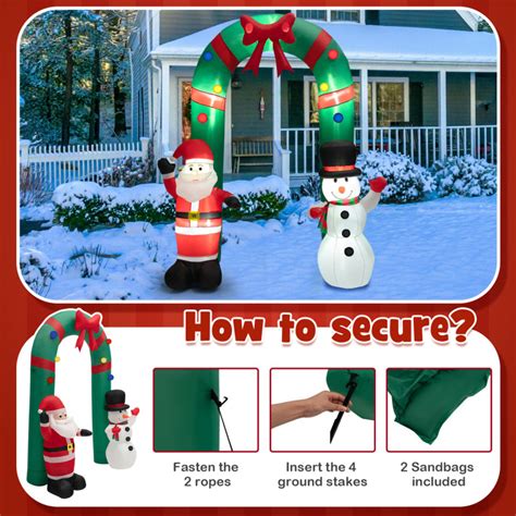 8 Feet Christmas Inflatable Archway With Santa Claus And Snowman Costway