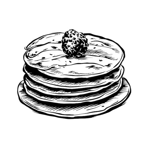 Premium Vector Pancake Ink Sketch Drawing Black And White Engraving