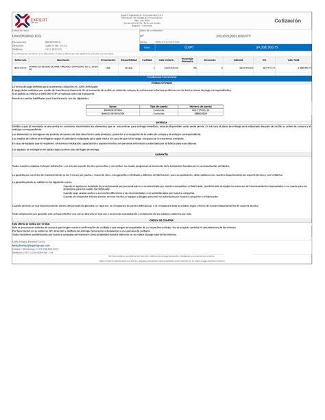 Cotización de Equipos y Servicios para la Universidad ECCI - Prof