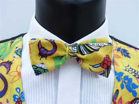 Yellow African Pre Tied Bow Tie Pocketwatch Waistcoats