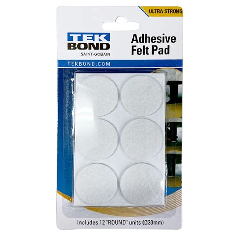 Tekbond 12 X Round Self Adhesive Felt Pad 30mm White