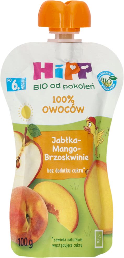 HIPP BIO od pokoleń 100 owoców mus w tubce Jabłka Mango i