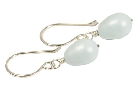 Sterling Silver Peach Pearl Dangle Earrings