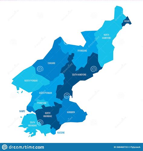 North Korea Political Map Of Administrative Divisions Stock Vector