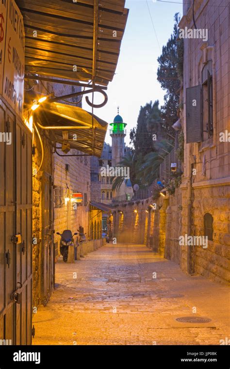 Jerusalem Via Dolororosa At Dusk Stock Photo Alamy