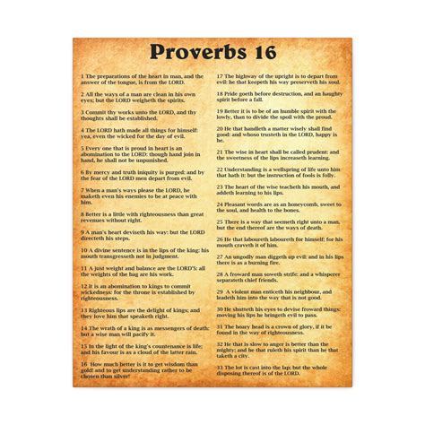 Scripture Walls Proverbs Chapter 16 Gold Bible Canvas Christian Wall