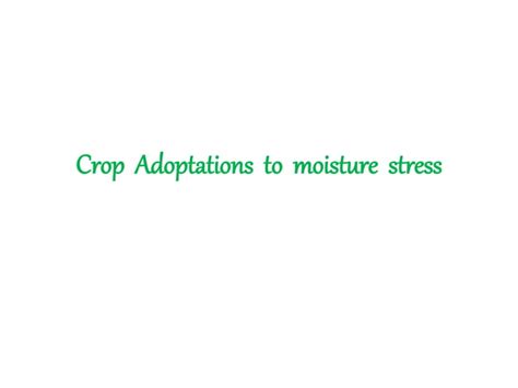 Effect Of Moisture Stress On Plant Growth And Development Ppt