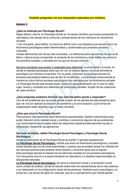 Psico Social Resumen Parcial Posibles Preguntas Con Sus Respuestas