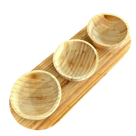 Conjunto Bandeja Cm Petisqueira Potes Em Bambu Madeiramadeira