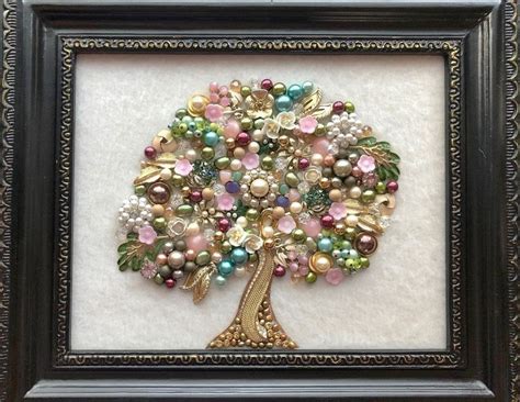 Apple Tree Framed Jewelry Art Home Decor Spring Decor Vintage