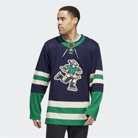 adidas Men's Canucks Authentic Reverse Retro Wordmark Jersey - Blue ...