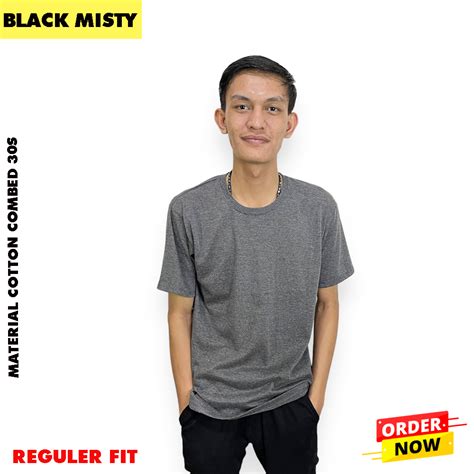 Jual KAOS POLOS PENDEK WARNA BLACK MISTY BISA DI PAKAI COWO DAN CEWE